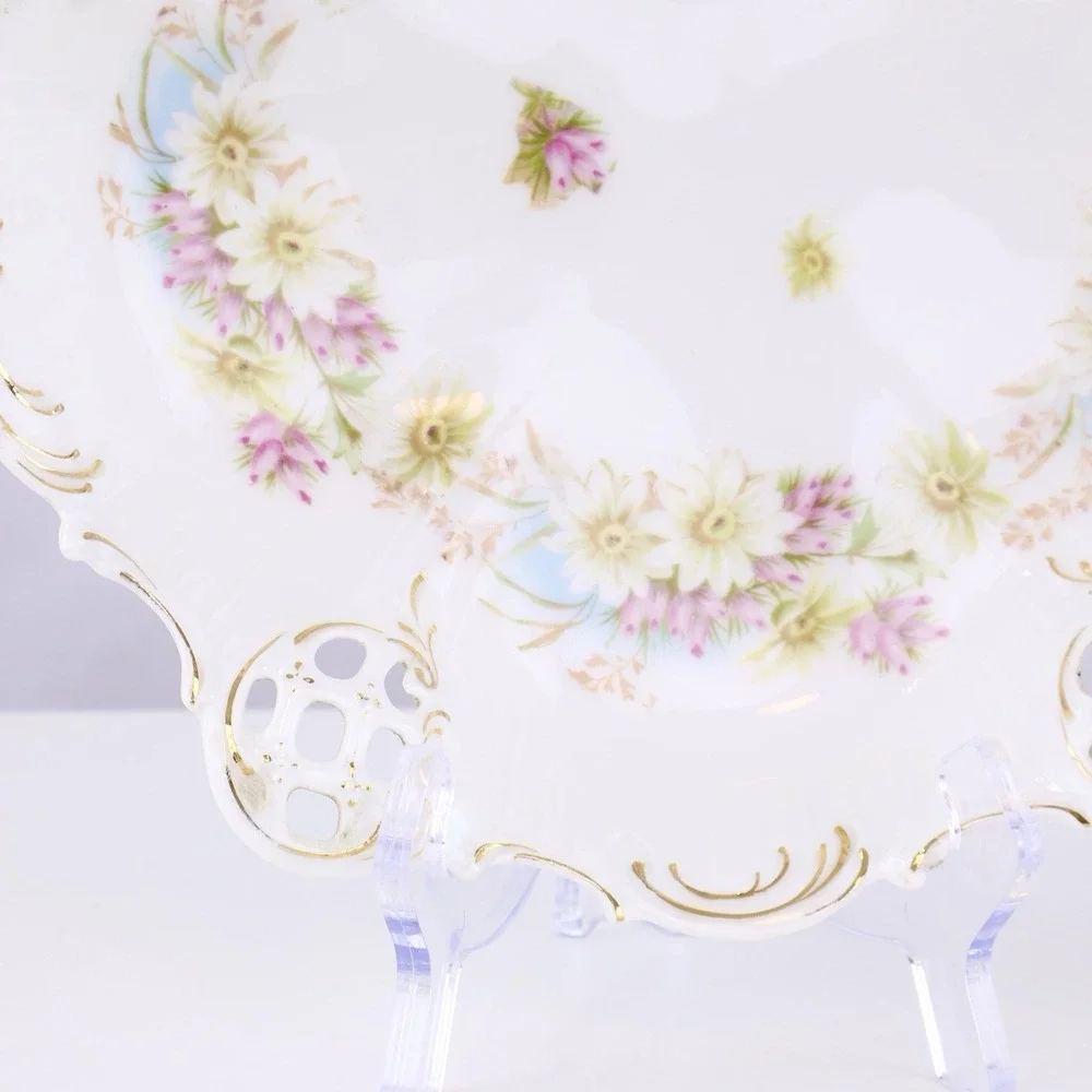 Vintage BRC Moliere Germany Reticulated Floral Porcelain Centerpiece Bowl 10